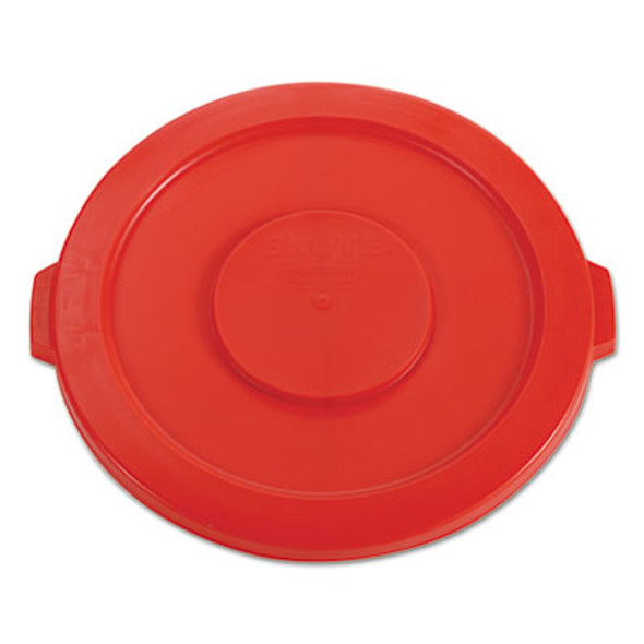 Brute Self-Draining Flat Top Lids For 32 Gal Round Brute Containers, 22.25" Diameter, Red