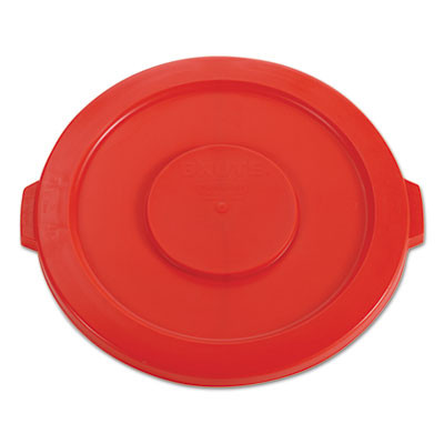 Brute Self-Draining Flat Top Lids For 32 Gal Round Brute Containers, 22.25" Diameter, Red