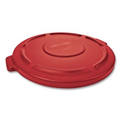 Brute Self-Draining Flat Top Lids For 32 Gal Round Brute Containers, 22.25" Diameter, Red