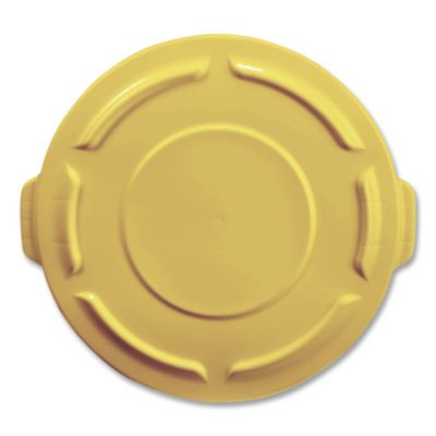 Brute Self-Draining Flat Top Lids For 32 Gal Round Brute Containers, 22.25" Diameter, Yellow