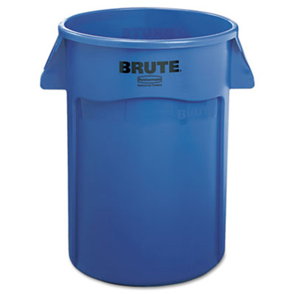 Vented Round Brute Container, 44 Gal, Plastic, Blue
