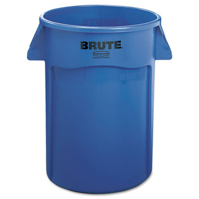 Vented Round Brute Container, 44 Gal, Plastic, Blue