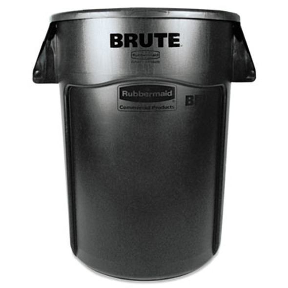 Vented Round Brute Container, 44 Gal, Plastic, Black