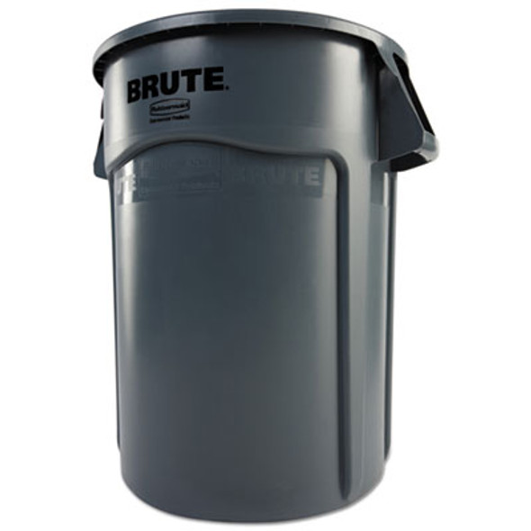 Vented Round Brute Container, 44 Gal., Plastic, Gray