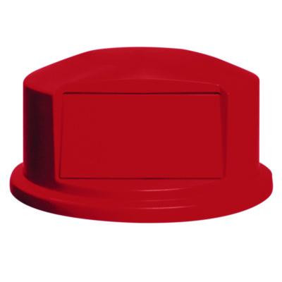 Round Brute Dome Top With Push Door, For 44-Gallon Containers, 24.81" Diameter x 12.63h, Red