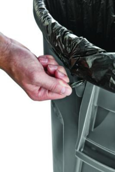 Vented Round Brute Container, 55 Gal, Plastic,  Gray