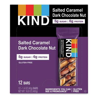 Nuts And Spices Bar, Salted Caramel And Dark Chocolate Nut, 1.4 Oz, 12/Pack