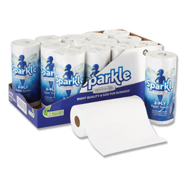 Sparkle Ps Premium Perforated Paper Kitchen Towel Roll, 2-Ply, 11 x 8.8, White, 85/Roll, 15 Rolls/Carton