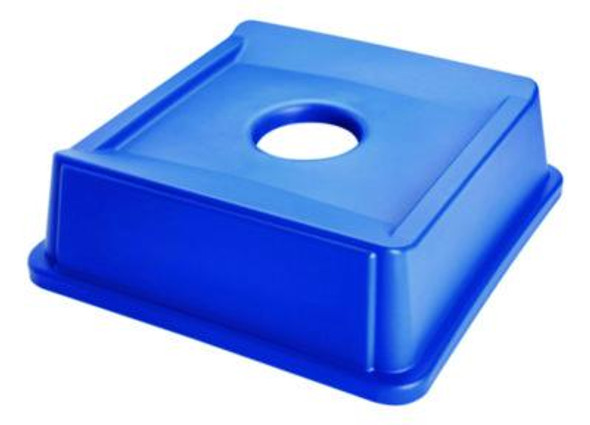 Untouchable Bottle And Can Recycling Top, Round Opening,  20.13w x 20.13d x 6.25h, Blue