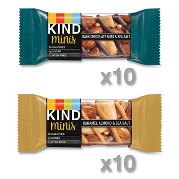 Minis, Dark Chocolate Nuts And Sea Salt/Caramel Almond And Sea Salt, 0.7 Oz, 20/Pack