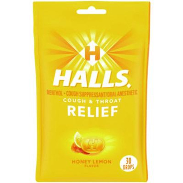 Triple Action Cough Drops, Honey-Lemon, 30/Bag, 12 Bags/Box