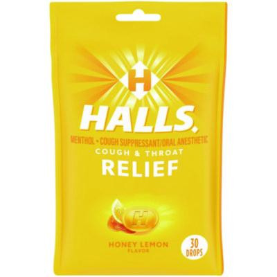 Triple Action Cough Drops, Honey-Lemon, 30/Bag, 12 Bags/Box