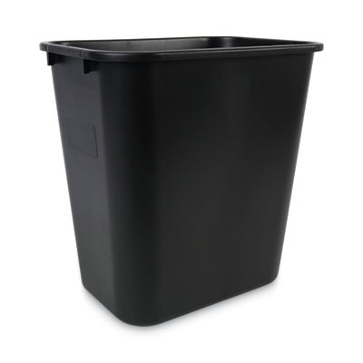 Soft-Sided Wastebasket, 28 Qt, Plastic, Black