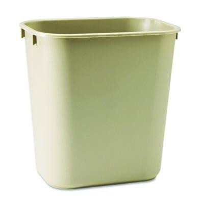 Deskside Plastic Wastebasket, 3.5 Gal, Plastic, Beige