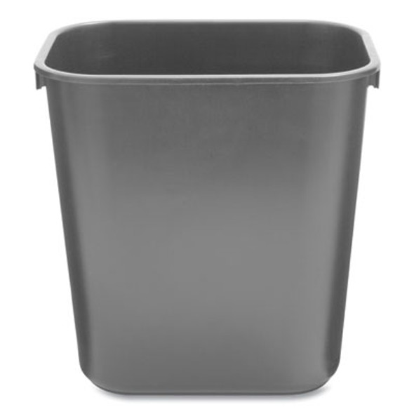 Deskside Plastic Wastebasket, 3.5 Gal, Plastic, Black