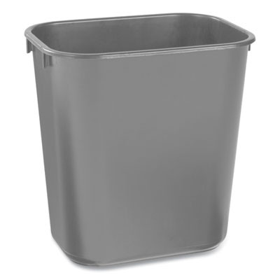 Deskside Plastic Wastebasket, 3.5 Gal, Plastic,  Black