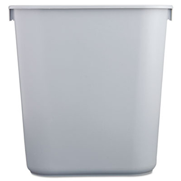 Deskside Plastic Wastebasket, 3.5 Gal, Plastic, Gray