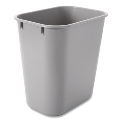 Deskside Plastic Wastebasket, 3.5 Gal, Plastic, Gray