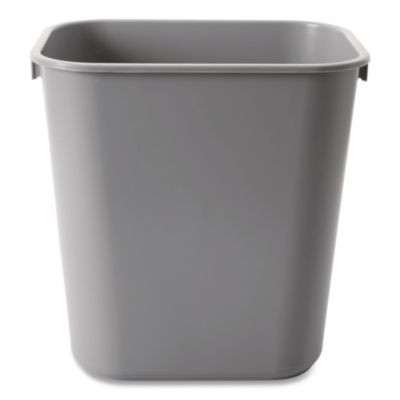 Deskside Plastic Wastebasket, 3.5 Gal, Plastic, Gray