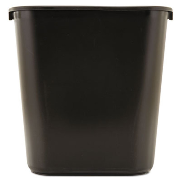 Deskside Plastic Wastebasket, 7 Gal, Plastic, Black