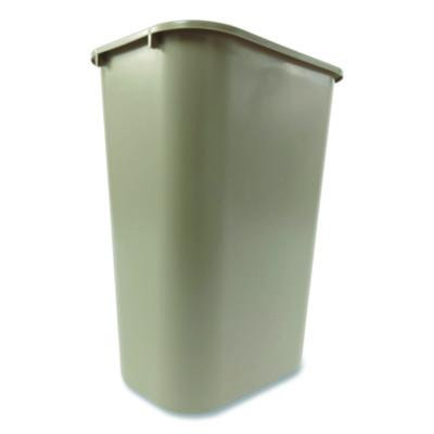 Deskside Plastic Wastebasket, 10.25 Gal, Plastic, Beige