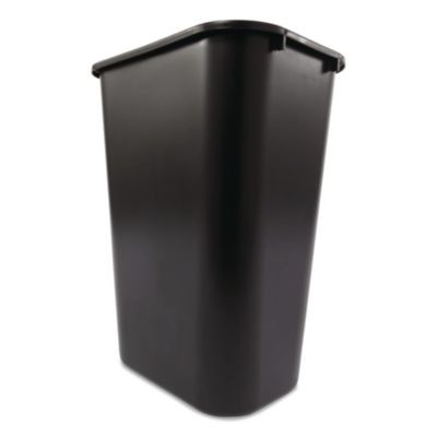 Deskside Plastic Wastebasket, 10.25 Gal, Plastic, Black