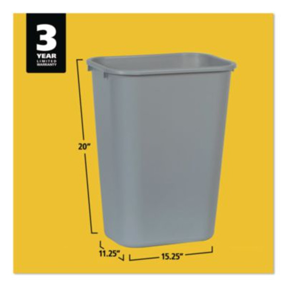 Deskside Plastic Wastebasket, 10.25 Gal, Plastic, Gray