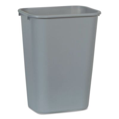 Deskside Plastic Wastebasket, 10.25 Gal, Plastic, Gray