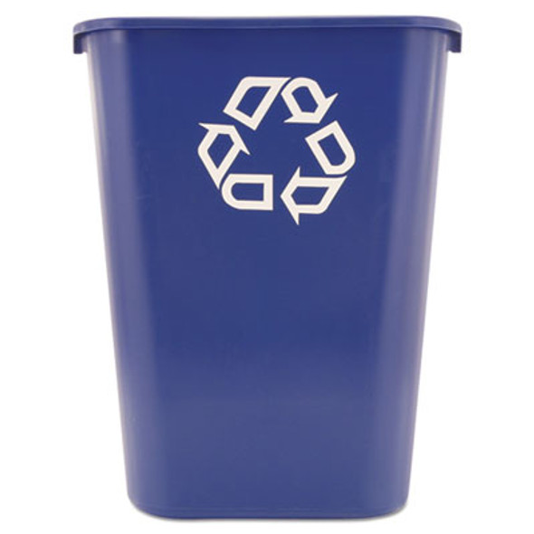 Deskside Recycling Container With Symbol, Large, 41.25 Qt, Plastic, Blue