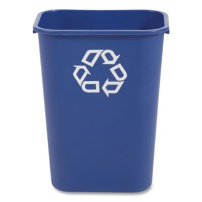 Deskside Recycling Container With Symbol, Large, 41.25 Qt, Plastic, Blue