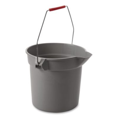 Brute Round Utility Pail, 10 Qt, Plastic, Gray, 10.5" Diameter