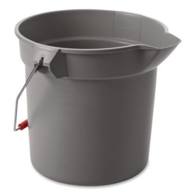 Brute Round Utility Pail, 10 Qt, Plastic, Gray, 10.5" Diameter