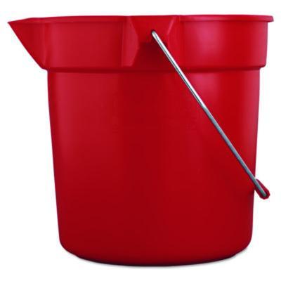 Brute Round Utility Pail, 10 Qt, Plastic, Red, 10.5" Diameter