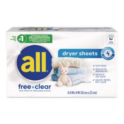 Free Clear Vend Pack Dryer Sheets, Fragrance Free, 2 Sheets/Box, 100 Box/Carton