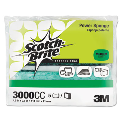 Power Sponge 3000, 2.8 x 4.5, 0.6" Thick, Blue/Teal, 5/Pack