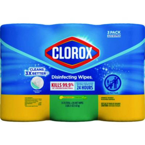 Disinfecting Wipes, Bleach Free Cleaning Wipes, 1-Ply, 7 x 8, Fresh Scent/Citrus Blend, White, 75/Canister, 3/Pack, 4/Carton
