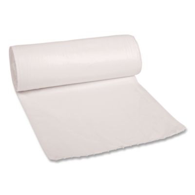 Low-Density Waste Can Liners, 30 Gal, 0.6 Mil, 30" x 36", White, Perforated Roll, 25 Bags/Roll, 8 Rolls/Carton