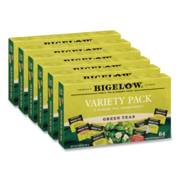 Green Tea Assortment, Tea Bags, 64/Box, 6 Boxes/Carton