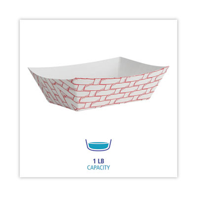 Paper Food Baskets, 1 Lb Capacity, Red/White, 1,000/Carton