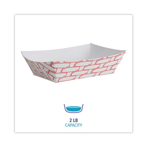 Paper Food Baskets, 2 Lb Capacity, Red/White, 1,000/Carton