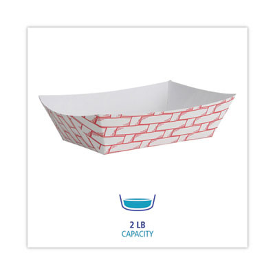 Paper Food Baskets, 2 Lb Capacity, Red/White, 1,000/Carton