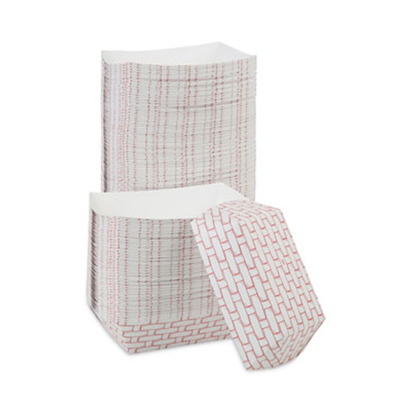 Paper Food Baskets, 3 Lb Capacity, Red/White, 500/Carton