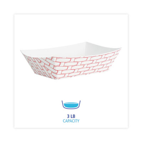 Paper Food Baskets, 3 Lb Capacity, Red/White, 500/Carton
