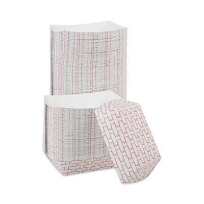 Paper Food Baskets, 3 Lb Capacity, Red/White, 500/Carton