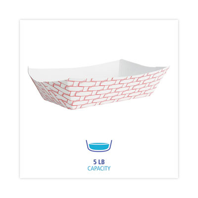 Paper Food Baskets, 5 Lb Capacity, Red/White, 500/Carton