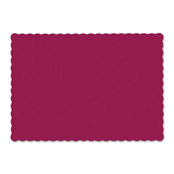 Placemats, Smooth Surface, Scalloped Edges, 13.5" x 9.5", Burgundy, 1,000/Carton