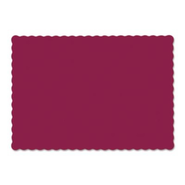 Placemats, Smooth Surface, Scalloped Edges, 13.5" x 9.5", Burgundy, 1,000/Carton
