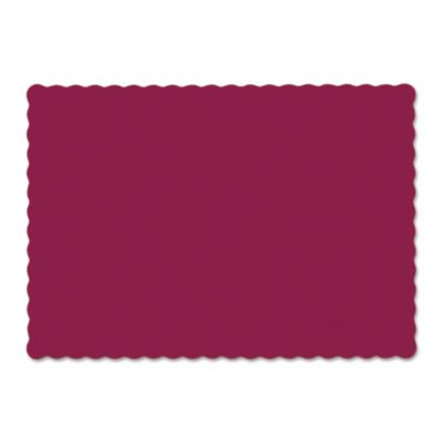Placemats, Smooth Surface, Scalloped Edges, 13.5" x 9.5", Burgundy, 1,000/Carton