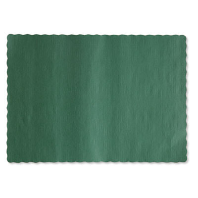Placemats, Smooth Surface, Scalloped Edges, 13.5" x 9.5", Hunter Green, 1,000/Carton