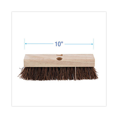Deck Brush Head, 2" Brown Palmyra Fiber Bristles, 10" Brush